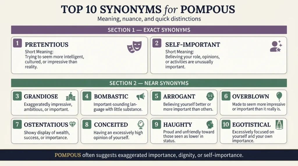 Detailed Analysis of Pompous Synonyms