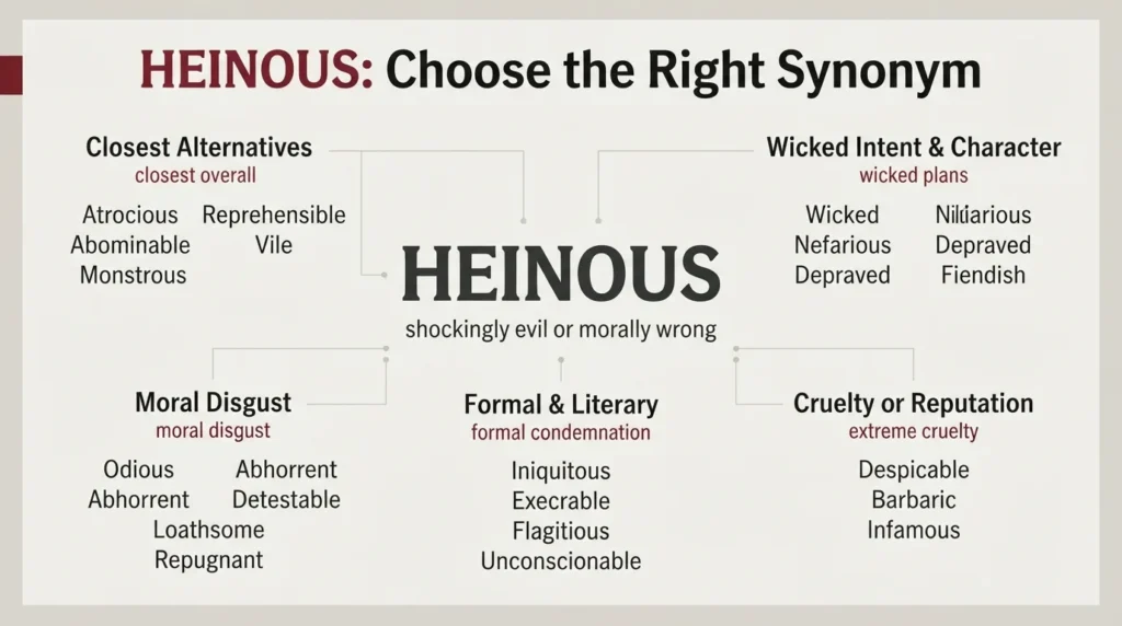 Synonyms for Heinous With Meanings and Examples