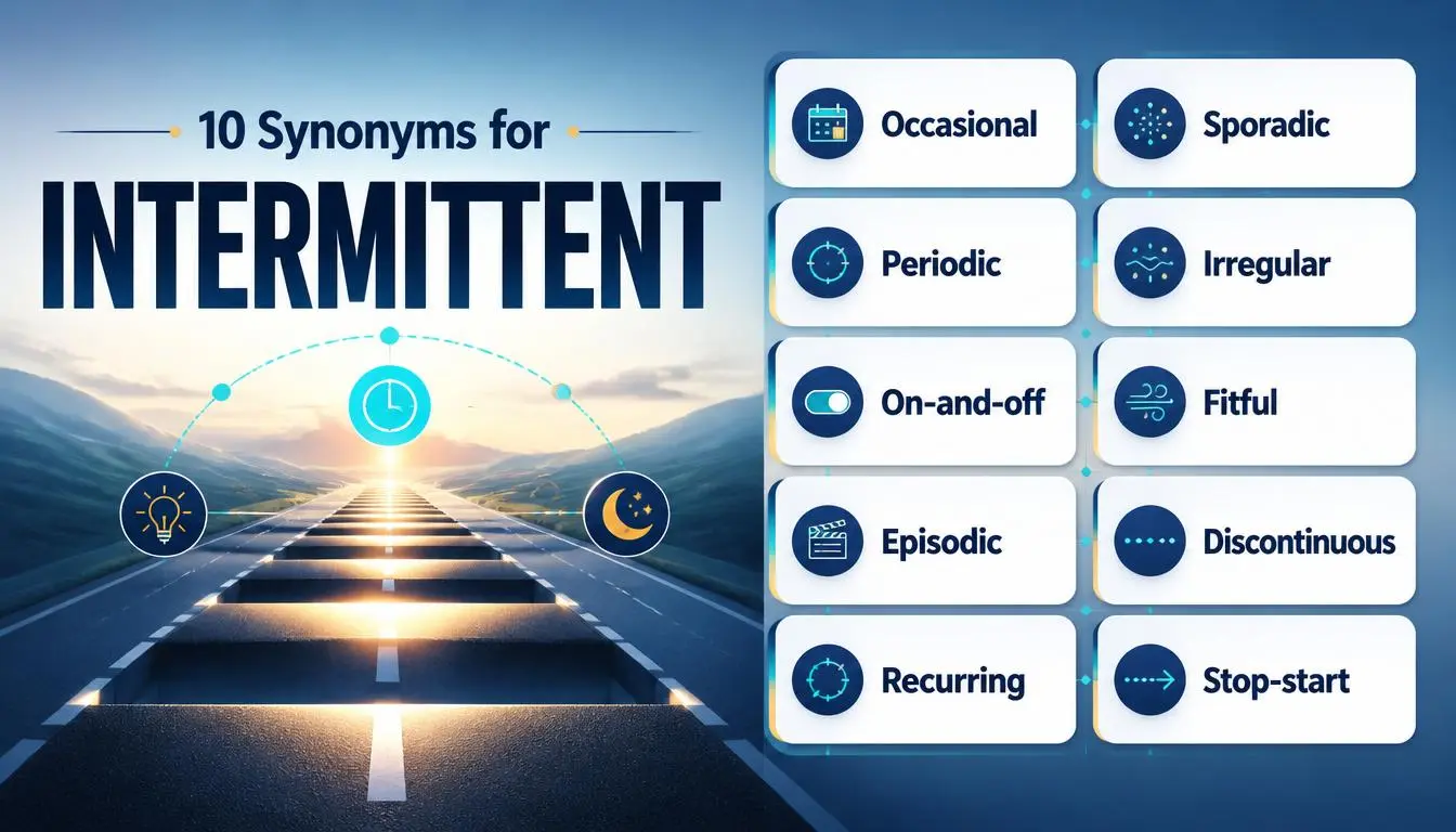 Synonyms for intermittent with meanings and examples