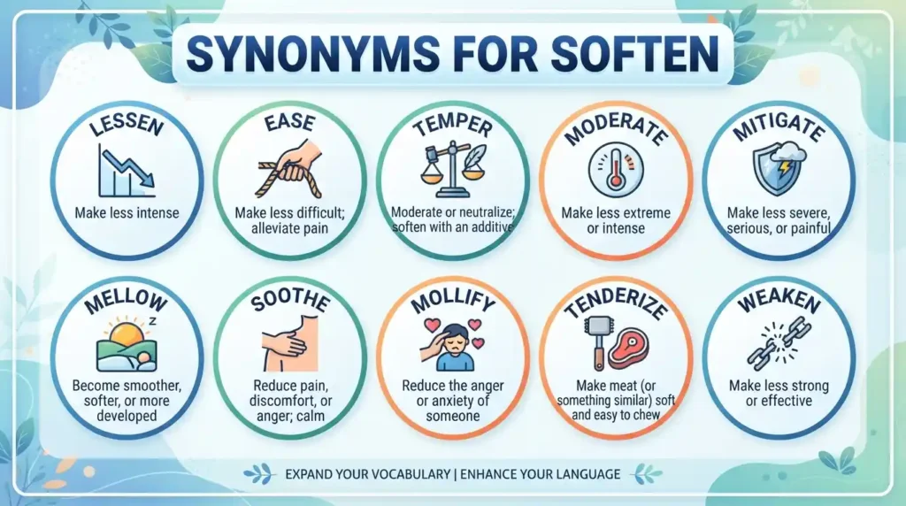 Synonyms for Soften by Meaning