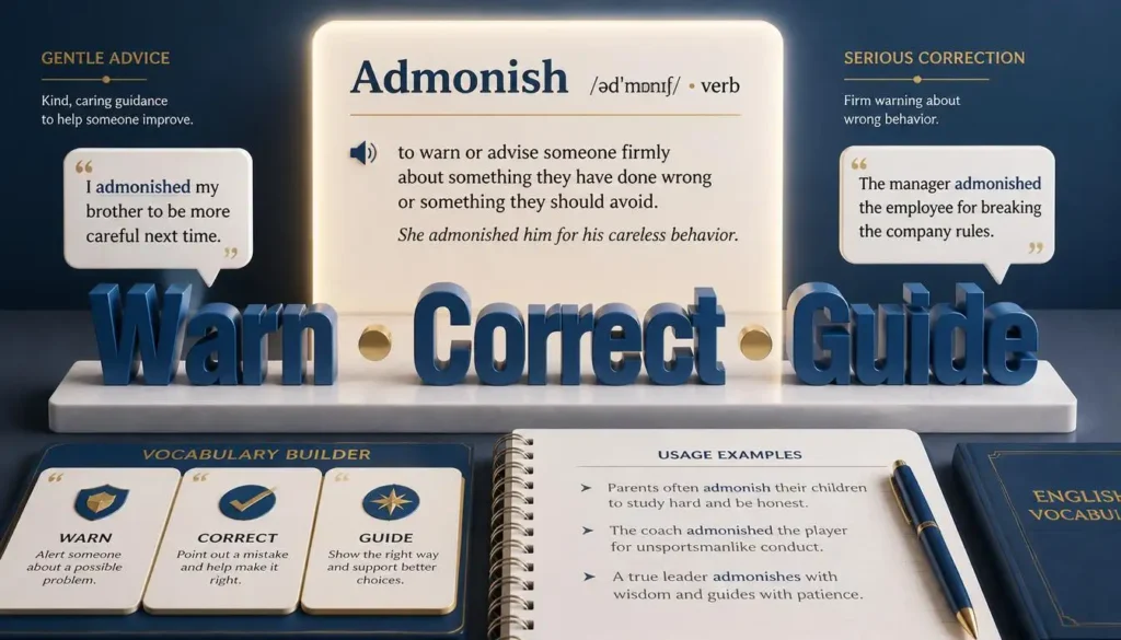 meaning and usage of the word admonish through vocabulary examples.