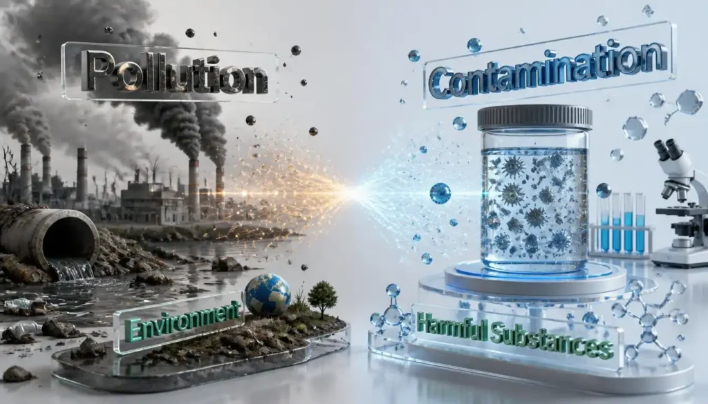 Best alternatives for pollution by context showing synonyms like contamination, degradation, damage, and environmental harm